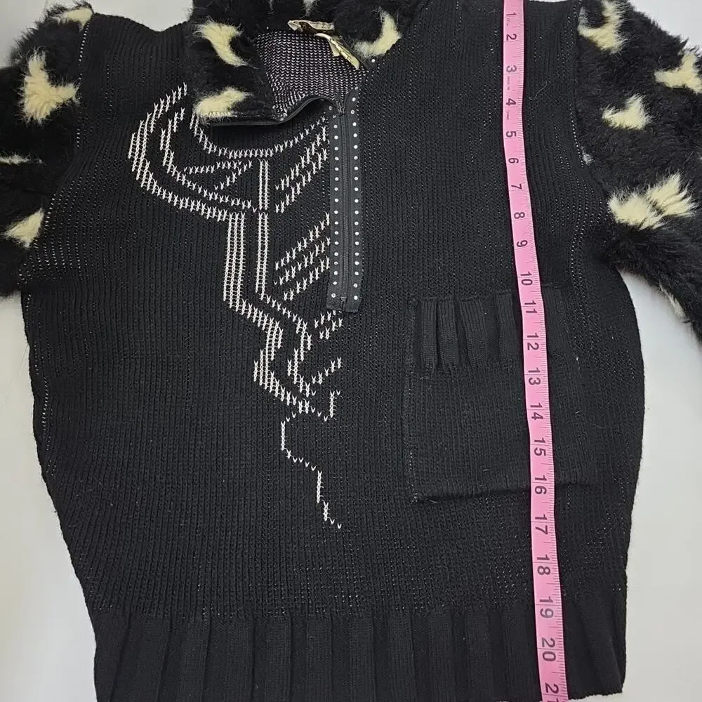 Vintage Chaumière aux Tricots Paris Sz S Sweater Wool Blend Graphic Avant-garde